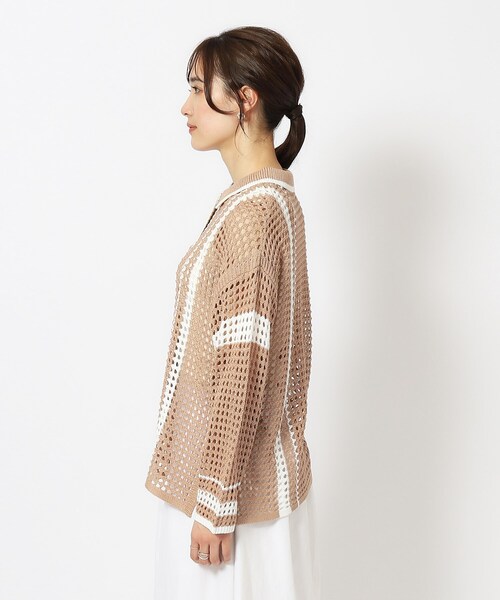 Cutie Blonde（キューティーブロンド）の「◆衿付き配色メッシュニットカーディガン（カーディガン/ボレロ・レディース・ホワイト系その他3/ベージュ系2/ブラック系2・00）」の17枚目の写真