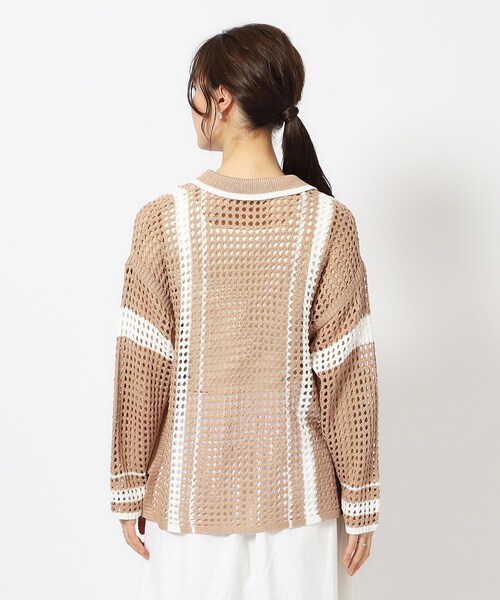 Cutie Blonde（キューティーブロンド）の「◆衿付き配色メッシュニットカーディガン（カーディガン/ボレロ・レディース・ホワイト系その他3/ベージュ系2/ブラック系2・00）」の18枚目の写真