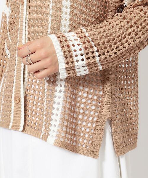 Cutie Blonde（キューティーブロンド）の「◆衿付き配色メッシュニットカーディガン（カーディガン/ボレロ・レディース・ホワイト系その他3/ベージュ系2/ブラック系2・00）」の20枚目の写真