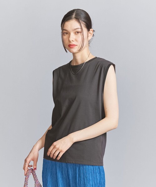 BEAUTY&YOUTH UNITED ARROWS(ビューティーアンドユースユナイテッドアローズ)の「クリアハイゲージコットンブレンド ノースリーブカットソー(Tシャツ/カットソー・レディース・ダークグレー/オフホワイト/オレンジ系その他・S/M)」の7枚目の写真