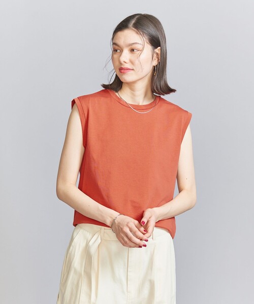 BEAUTY&YOUTH UNITED ARROWS(ビューティーアンドユースユナイテッドアローズ)の「クリアハイゲージコットンブレンド ノースリーブカットソー(Tシャツ/カットソー・レディース・ダークグレー/オフホワイト/オレンジ系その他・S/M)」の10枚目の写真