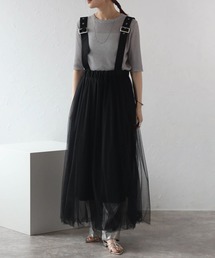 r. | ラメチュール　サスペンダー付きスカート(スカート)