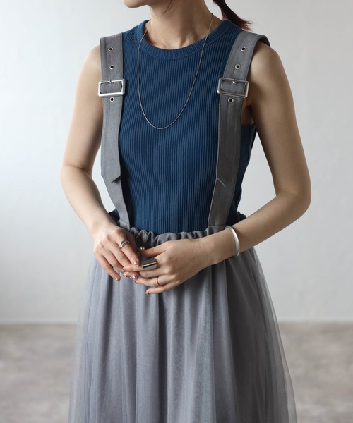 r.（アールドット）の「ラメチュール　サスペンダー付きスカート（スカート・レディース・アイボリー/ブラック/グレー・FREE）」の22枚目の写真