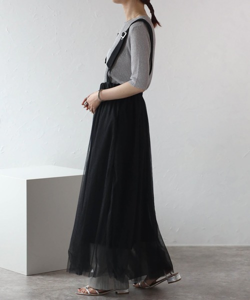 r.（アールドット）の「ラメチュール　サスペンダー付きスカート（スカート・レディース・アイボリー/ブラック/グレー・FREE）」の17枚目の写真