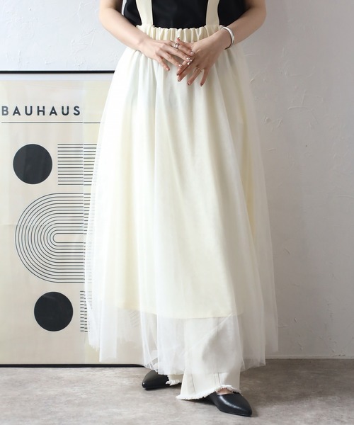 r.（アールドット）の「ラメチュール　サスペンダー付きスカート（スカート・レディース・アイボリー/ブラック/グレー・FREE）」の7枚目の写真