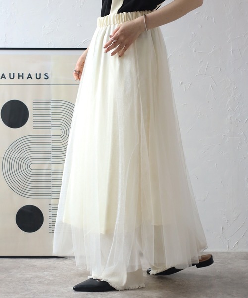 r.（アールドット）の「ラメチュール　サスペンダー付きスカート（スカート・レディース・アイボリー/ブラック/グレー・FREE）」の6枚目の写真
