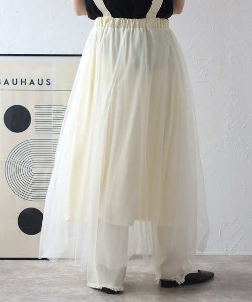 r.（アールドット）の「ラメチュール　サスペンダー付きスカート（スカート・レディース・アイボリー/ブラック/グレー・FREE）」の5枚目の写真
