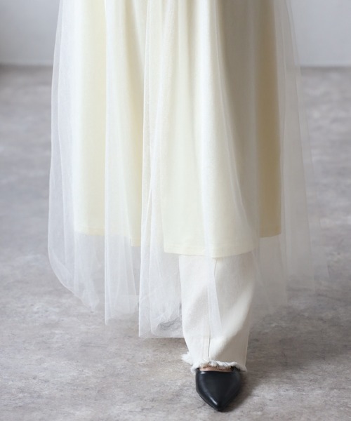r.（アールドット）の「ラメチュール　サスペンダー付きスカート（スカート・レディース・アイボリー/ブラック/グレー・FREE）」の4枚目の写真