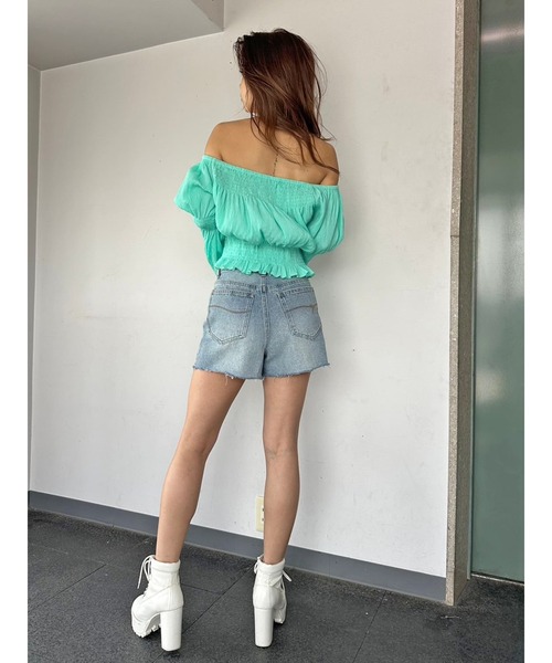 EGOIST（エゴイスト）の「ヘムカットオフショートパンツ（デニムパンツ・レディース・ホワイト/ブラック/ブルー・S/M）」の13枚目の写真