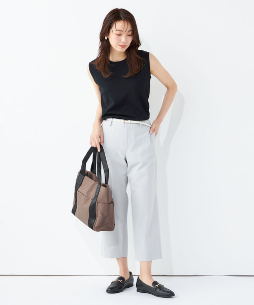 A/C DESIGN BY ALPHA CUBIC（エーシーデザインバイアルファキュービック）の「【接触冷感・洗濯可能】毛玉になりにくいノースリーブプルオーバー（ニット/セーター・レディース・ブラック/オフホワイト/ライトグレー・M/L）」の12枚目の写真