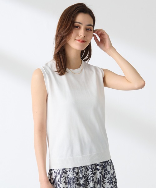 A/C DESIGN BY ALPHA CUBIC（エーシーデザインバイアルファキュービック）の「【接触冷感・洗濯可能】毛玉になりにくいノースリーブプルオーバー（ニット/セーター・レディース・ブラック/オフホワイト/ライトグレー・M/L）」の18枚目の写真