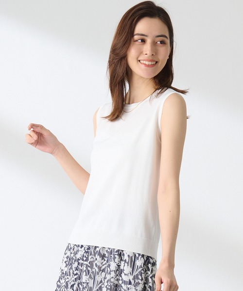 A/C DESIGN BY ALPHA CUBIC（エーシーデザインバイアルファキュービック）の「【接触冷感・洗濯可能】毛玉になりにくいノースリーブプルオーバー（ニット/セーター・レディース・ブラック/オフホワイト/ライトグレー・M/L）」の17枚目の写真