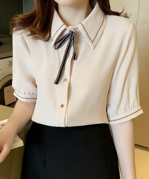 ブラウス シャツ 「ZOZO限定」袖リボンモチーフカットソー レディース ブラウス シャツ ぽわん袖チュニック レディース : ZOZOTOWN