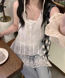 レース使い刺繍ベスト