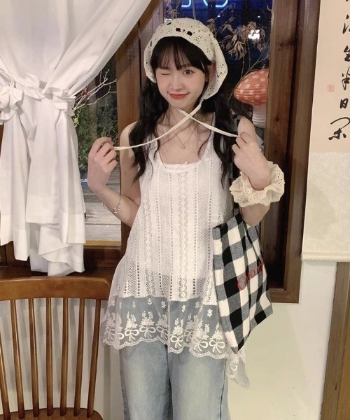 Achic（アシック）の「レース使い刺繍ベスト（ベスト・レディース・ホワイト/ホワイト系その他・M）」の10枚目の写真