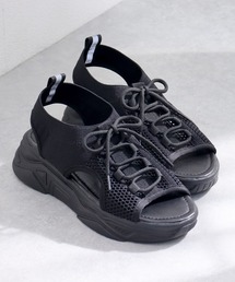 Liberty Doll/ニットレースアップスポーツサンダル スニーカーサンダル レディース 厚底 軽量 メッシュ 韓国ファッション Y2K ストリート ボリュームソール(4186)