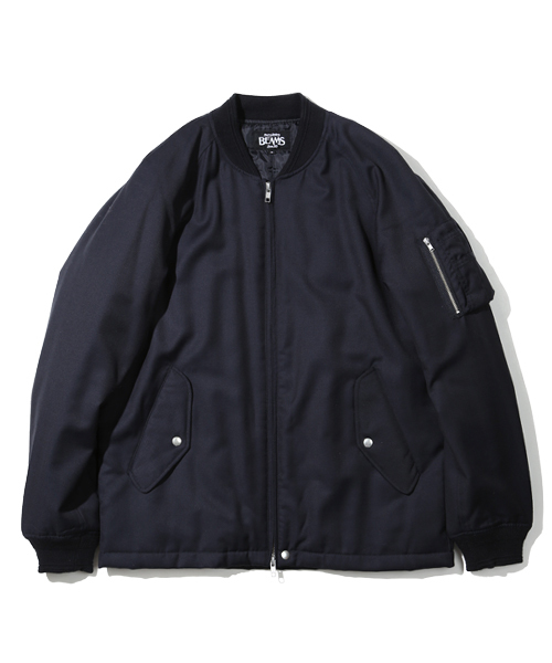 BEAMS（ビームス）の「◆BEAMS / ウール 中綿 MA-1（ブルゾン・メンズ・ブラック系その他/ネイビー・SMALL/MEDIUM/LARGE）」の2枚目の写真