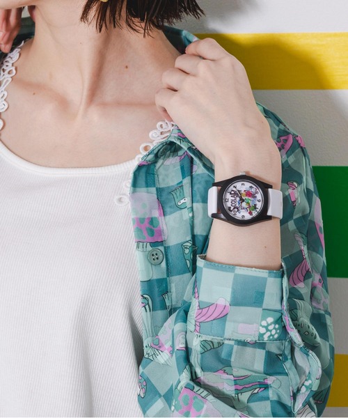 ScoLar（スカラー）の「SJ-019-1：スカラーロゴアート柄ウォッチ（アナログ腕時計・レディース・ブラック/オフホワイト・FREE）」の2枚目の写真