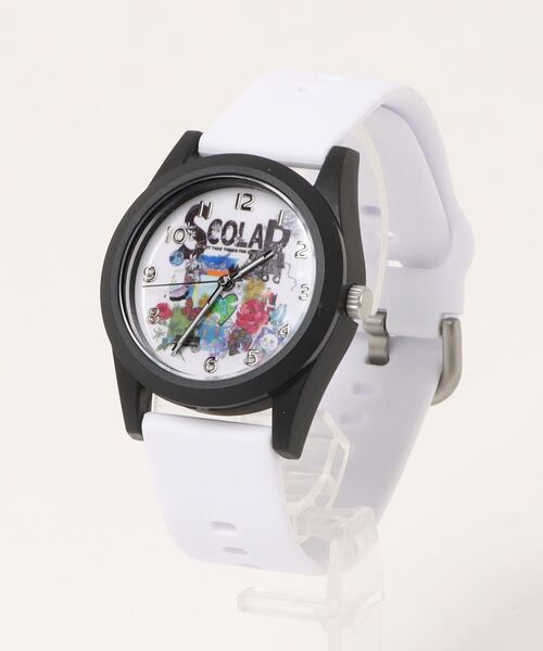 ScoLar（スカラー）の「SJ-019-1：スカラーロゴアート柄ウォッチ（アナログ腕時計・レディース・ブラック/オフホワイト・FREE）」の14枚目の写真