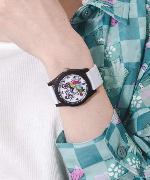 ScoLar（スカラー）の「SJ-019-1：スカラーロゴアート柄ウォッチ（アナログ腕時計・レディース・ブラック/オフホワイト・FREE）」の4枚目の写真