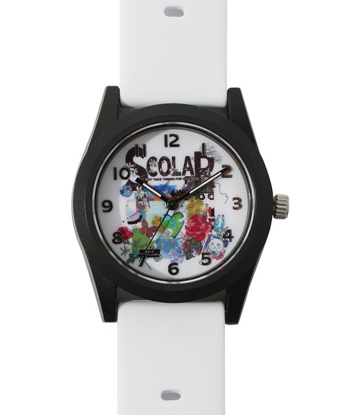 ScoLar（スカラー）の「SJ-019-1：スカラーロゴアート柄ウォッチ（アナログ腕時計・レディース・ブラック/オフホワイト・FREE）」の7枚目の写真