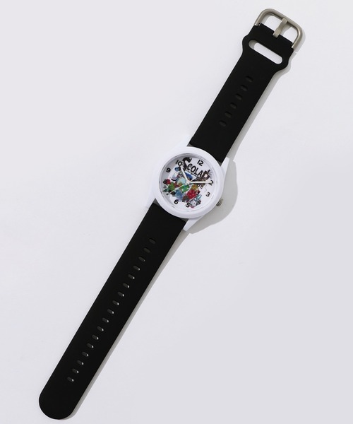 ScoLar（スカラー）の「SJ-019-1：スカラーロゴアート柄ウォッチ（アナログ腕時計・レディース・ブラック/オフホワイト・FREE）」の8枚目の写真