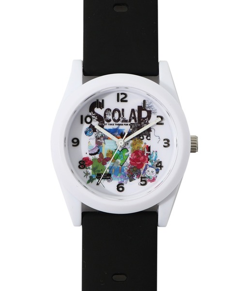 ScoLar（スカラー）の「SJ-019-1：スカラーロゴアート柄ウォッチ（アナログ腕時計・レディース・ブラック/オフホワイト・FREE）」の9枚目の写真