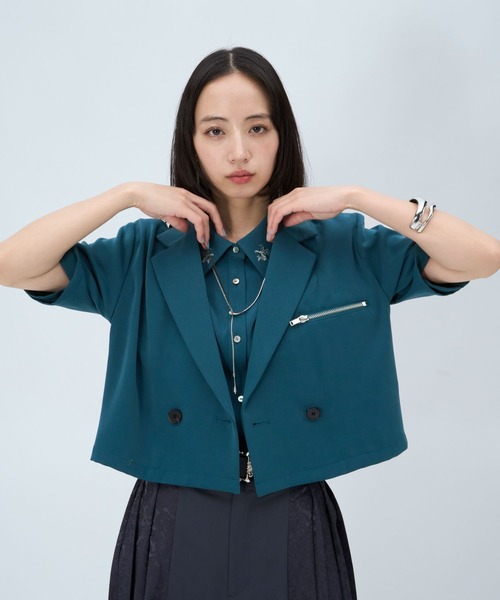 HARE(ハレ)の「トロミショートジャケット(HARE)(テーラードジャケット・レディース・ブラック/ボルドー/パープル/ブラック系その他/ライトグレー/ブルーグリーン・FREE)」の17枚目の写真