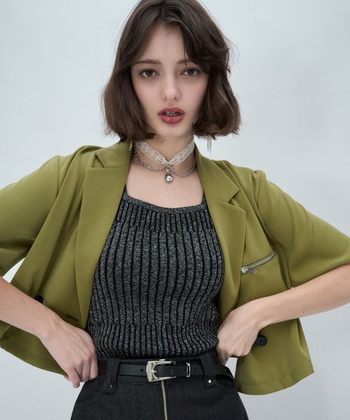 HARE(ハレ)の「トロミショートジャケット(HARE)(テーラードジャケット・レディース・ブラック/ボルドー/パープル/ブラック系その他/ライトグレー/ブルーグリーン・FREE)」の20枚目の写真
