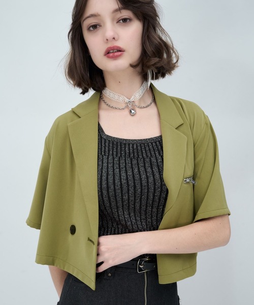 HARE(ハレ)の「トロミショートジャケット(HARE)(テーラードジャケット・レディース・ブラック/ボルドー/パープル/ブラック系その他/ライトグレー/ブルーグリーン・FREE)」の21枚目の写真