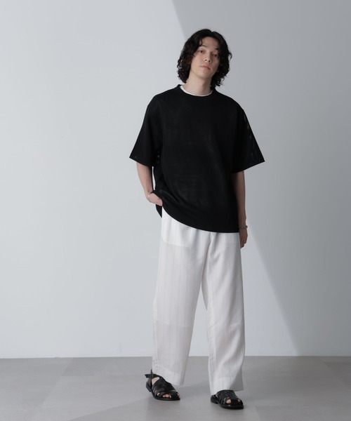 【セール】リネンブレンドピンストライプ1タックパンツ(セットアップ可)（その他パンツ）｜nano･universe（ナノユニバース）