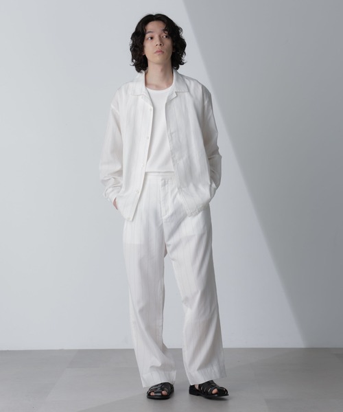 【セール】リネンブレンドピンストライプ1タックパンツ(セットアップ可)（その他パンツ）｜nano･universe（ナノユニバース）