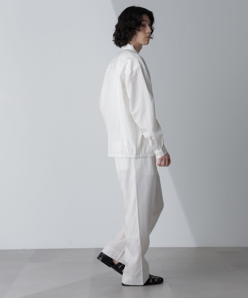 【セール】リネンブレンドピンストライプ1タックパンツ(セットアップ可)（その他パンツ）｜nano･universe（ナノユニバース）