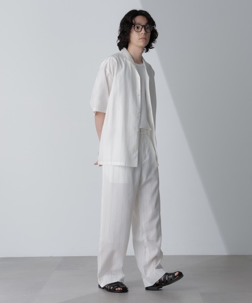【セール】リネンブレンドピンストライプ1タックパンツ(セットアップ可)（その他パンツ）｜nano･universe（ナノユニバース）