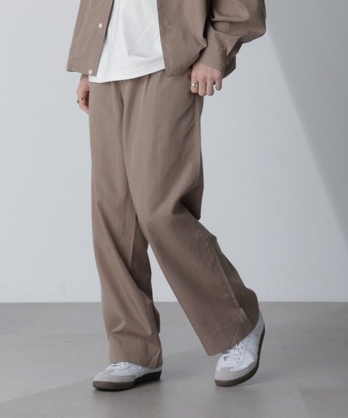【セール】リネンブレンドピンストライプ1タックパンツ(セットアップ可)（その他パンツ）｜nano･universe（ナノユニバース）