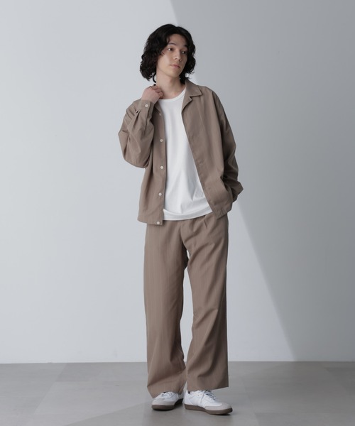 【セール】リネンブレンドピンストライプ1タックパンツ(セットアップ可)（その他パンツ）｜nano･universe（ナノユニバース）