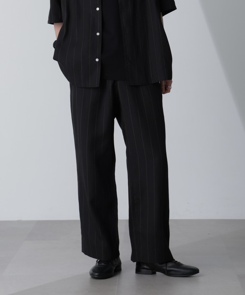 【セール】リネンブレンドピンストライプ1タックパンツ(セットアップ可)（その他パンツ）｜nano･universe（ナノユニバース）