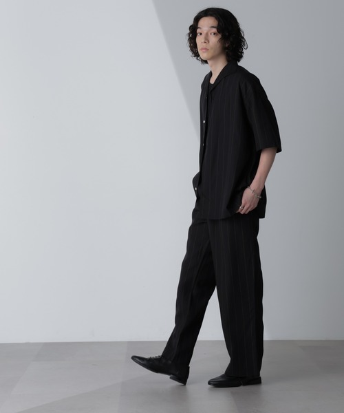 【セール】リネンブレンドピンストライプ1タックパンツ(セットアップ可)（その他パンツ）｜nano･universe（ナノユニバース）
