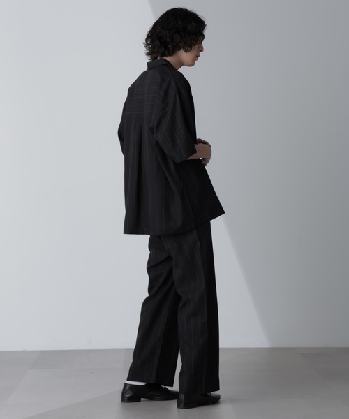 【セール】リネンブレンドピンストライプ1タックパンツ(セットアップ可)（その他パンツ）｜nano･universe（ナノユニバース）