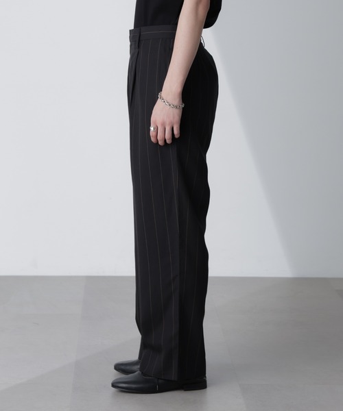 【セール】リネンブレンドピンストライプ1タックパンツ(セットアップ可)（その他パンツ）｜nano･universe（ナノユニバース）
