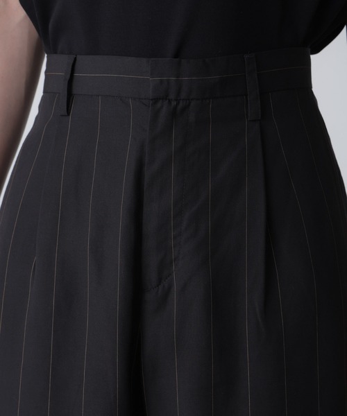 【セール】リネンブレンドピンストライプ1タックパンツ(セットアップ可)（その他パンツ）｜nano･universe（ナノユニバース）
