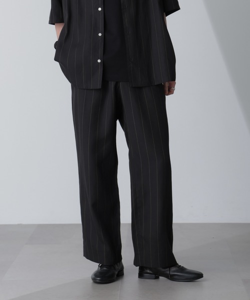 【セール】リネンブレンドピンストライプ1タックパンツ(セットアップ可)（その他パンツ）｜nano･universe（ナノユニバース）