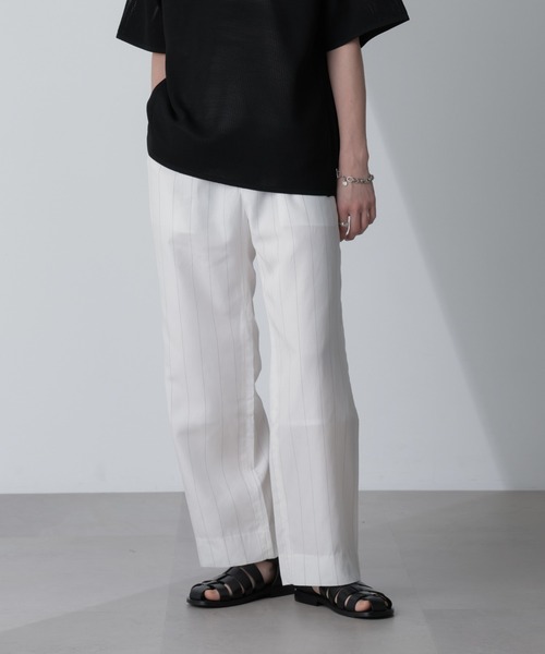 【セール】リネンブレンドピンストライプ1タックパンツ(セットアップ可)（その他パンツ）｜nano･universe（ナノユニバース）