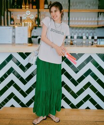 スカート（グリーン・カーキ/緑色系・プリーツ）ファッション