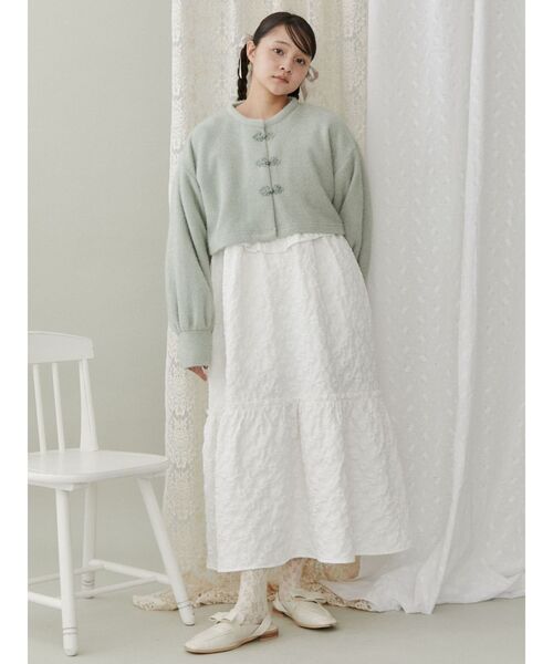 merry jenny（メリージェニー）の「fluffyチャイナニットソーカーディガン（カーディガン/ボレロ・レディース・グリーン/オフホワイト/ブラック・FREE）」の16枚目の写真