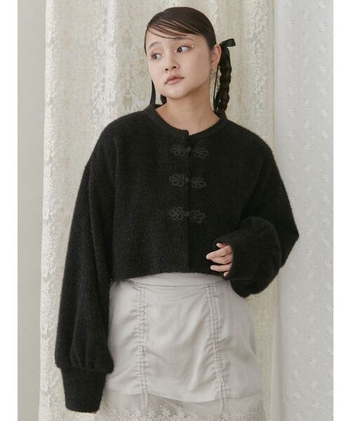 merry jenny（メリージェニー）の「fluffyチャイナニットソーカーディガン（カーディガン/ボレロ・レディース・グリーン/オフホワイト/ブラック・FREE）」の17枚目の写真