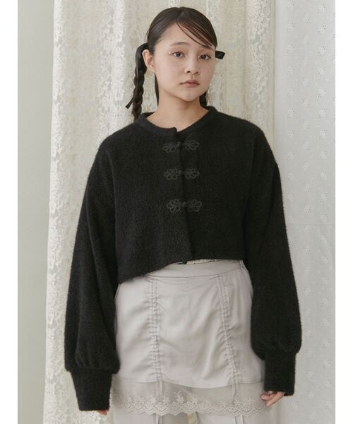 merry jenny（メリージェニー）の「fluffyチャイナニットソーカーディガン（カーディガン/ボレロ・レディース・グリーン/オフホワイト/ブラック・FREE）」の18枚目の写真