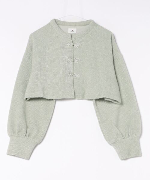 merry jenny（メリージェニー）の「fluffyチャイナニットソーカーディガン（カーディガン/ボレロ・レディース・グリーン/オフホワイト/ブラック・FREE）」の3枚目の写真