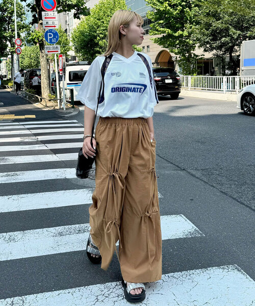 CIAOPANIC（チャオパニック）の「箔プリントリボンパラシュートパンツ（その他パンツ・レディース・グレー/ブラック/ブラウン・ONE SIZE）」の14枚目の写真