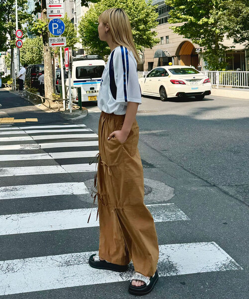 CIAOPANIC（チャオパニック）の「箔プリントリボンパラシュートパンツ（その他パンツ・レディース・グレー/ブラック/ブラウン・ONE SIZE）」の13枚目の写真